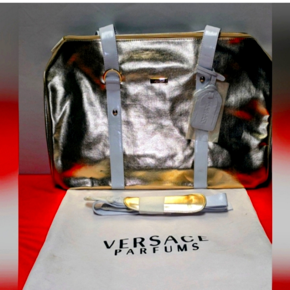Versace Gold DUFFLE NWOT Large Tote with Removable Strap and Dustbag 45$ FIRM